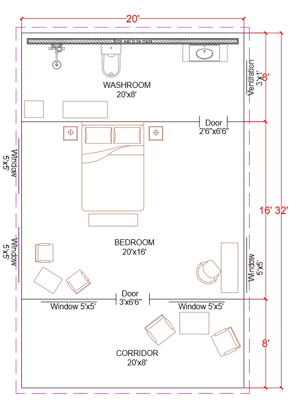 12x24 Tent Floor Level Plan